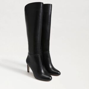 Sam Edelman Shauna Black Leather Knee High Boots Stiletto Heel Size 9.5